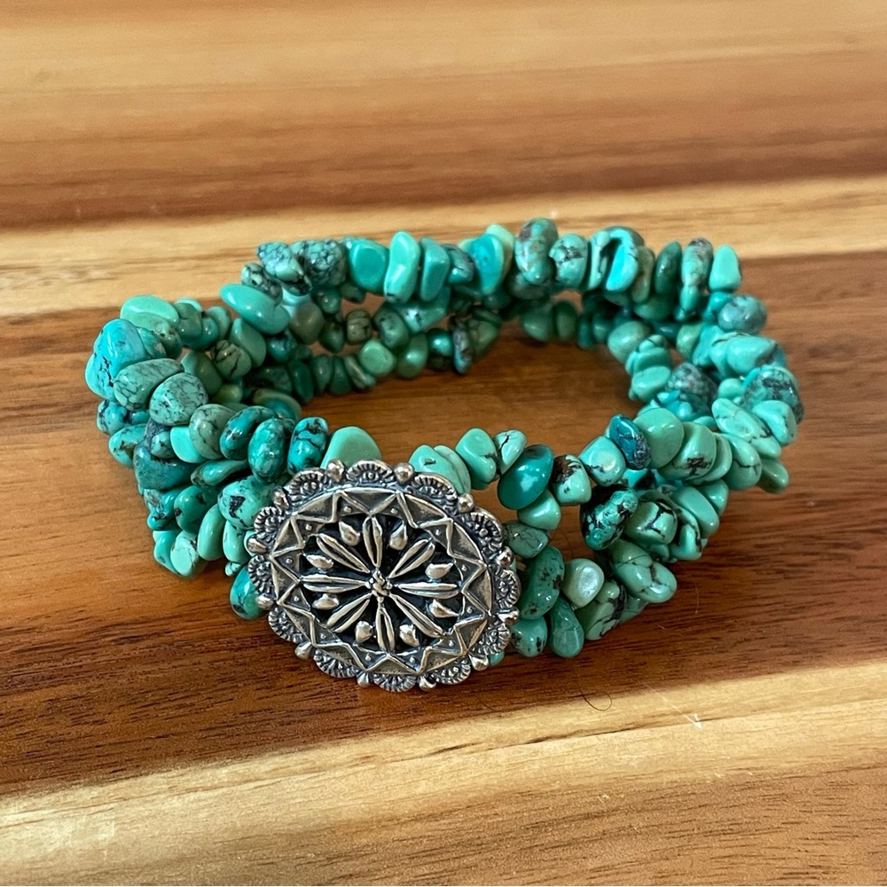 Carolyn Pollack Relios Turquoise Nugget Stretch Bracelet Sterling Silver Pendant